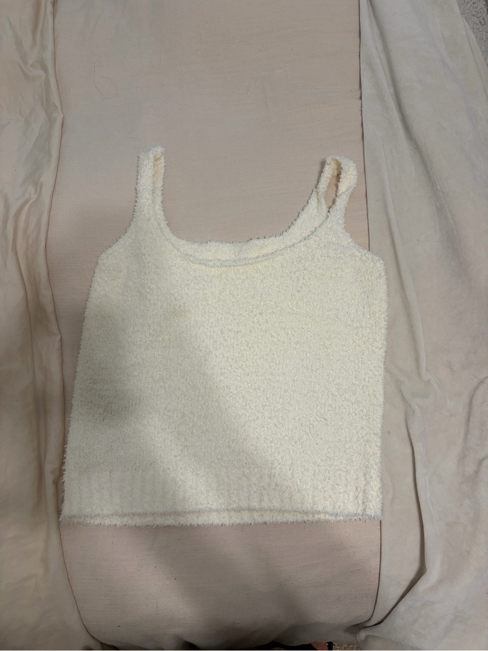 NEVER WORN SKIMS Cream Fuzzy Tank Top - Women's Soft Knit Crop